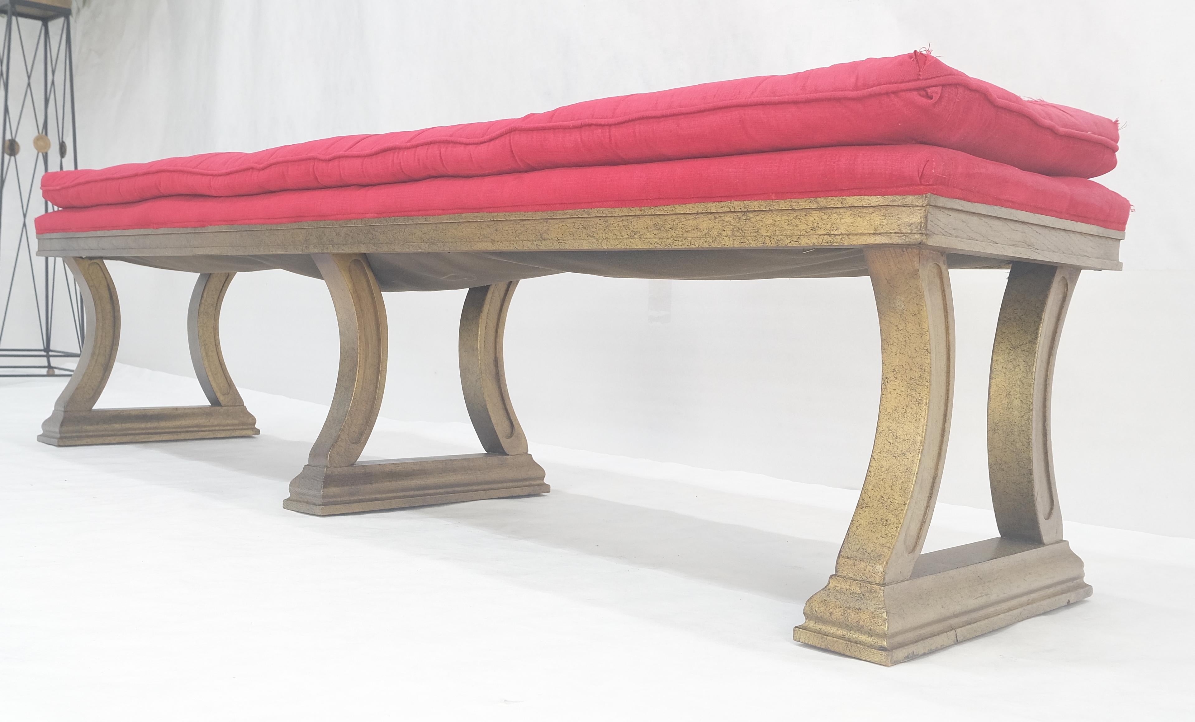 c1970s Gold Splatter Metallic Style Finish Tufted Cushion Upholstery Bench Clean For Sale 1