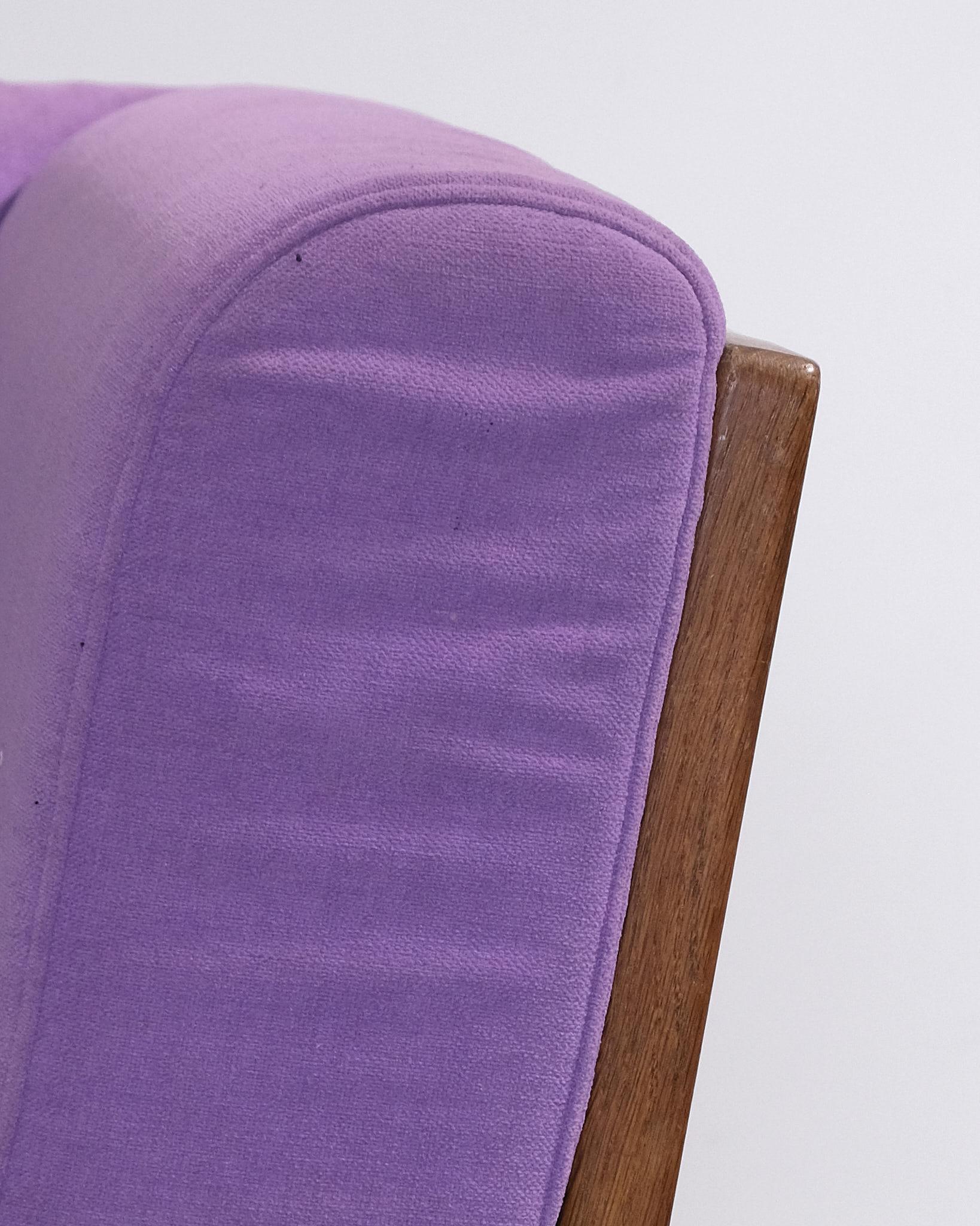 French c.1970s Guillerme et Chambron 'Elmyre' Corner Sofa With Slatted Backrest For Sale
