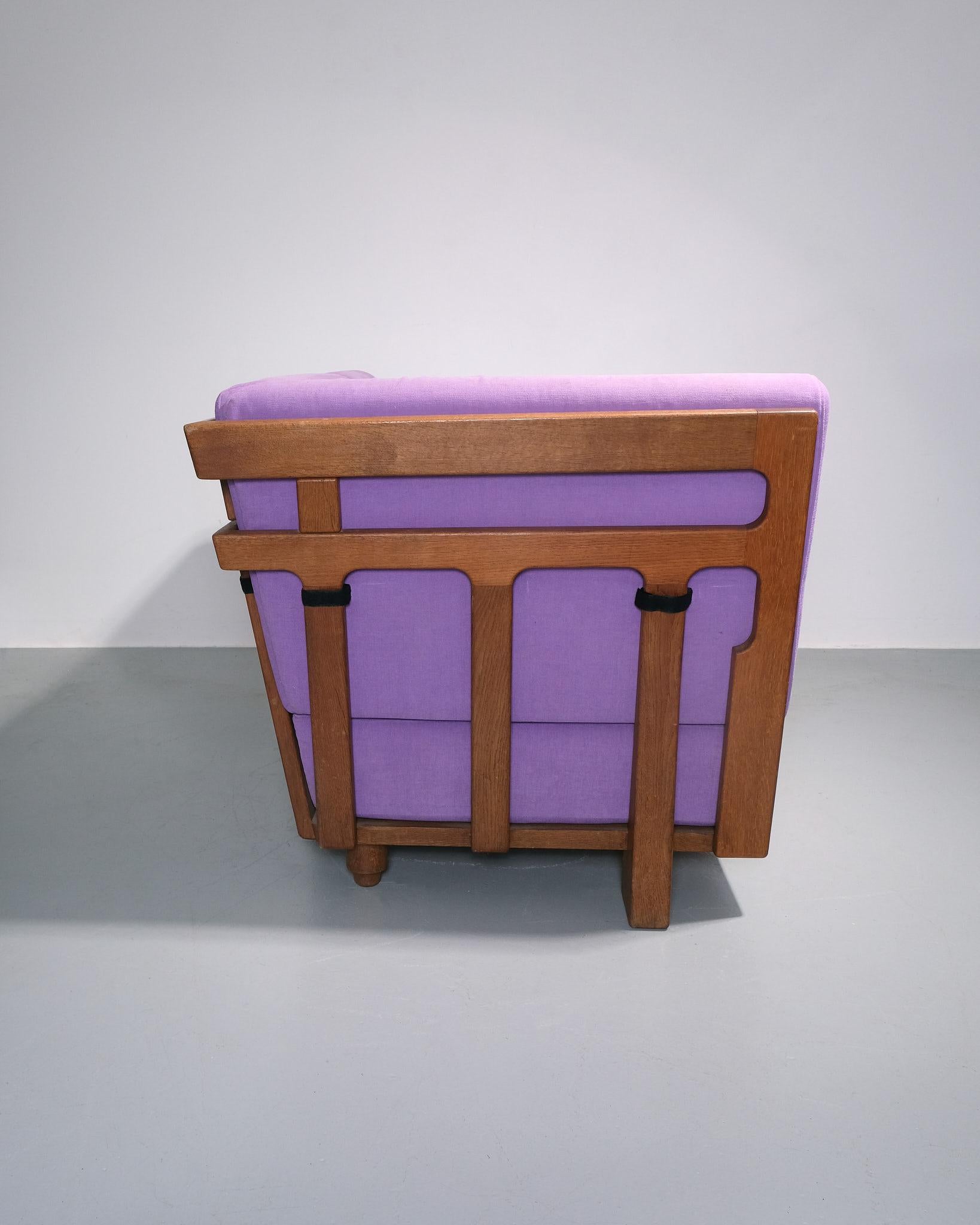c.1970s Guillerme et Chambron 'Elmyre' Corner Sofa With Slatted Backrest For Sale 2