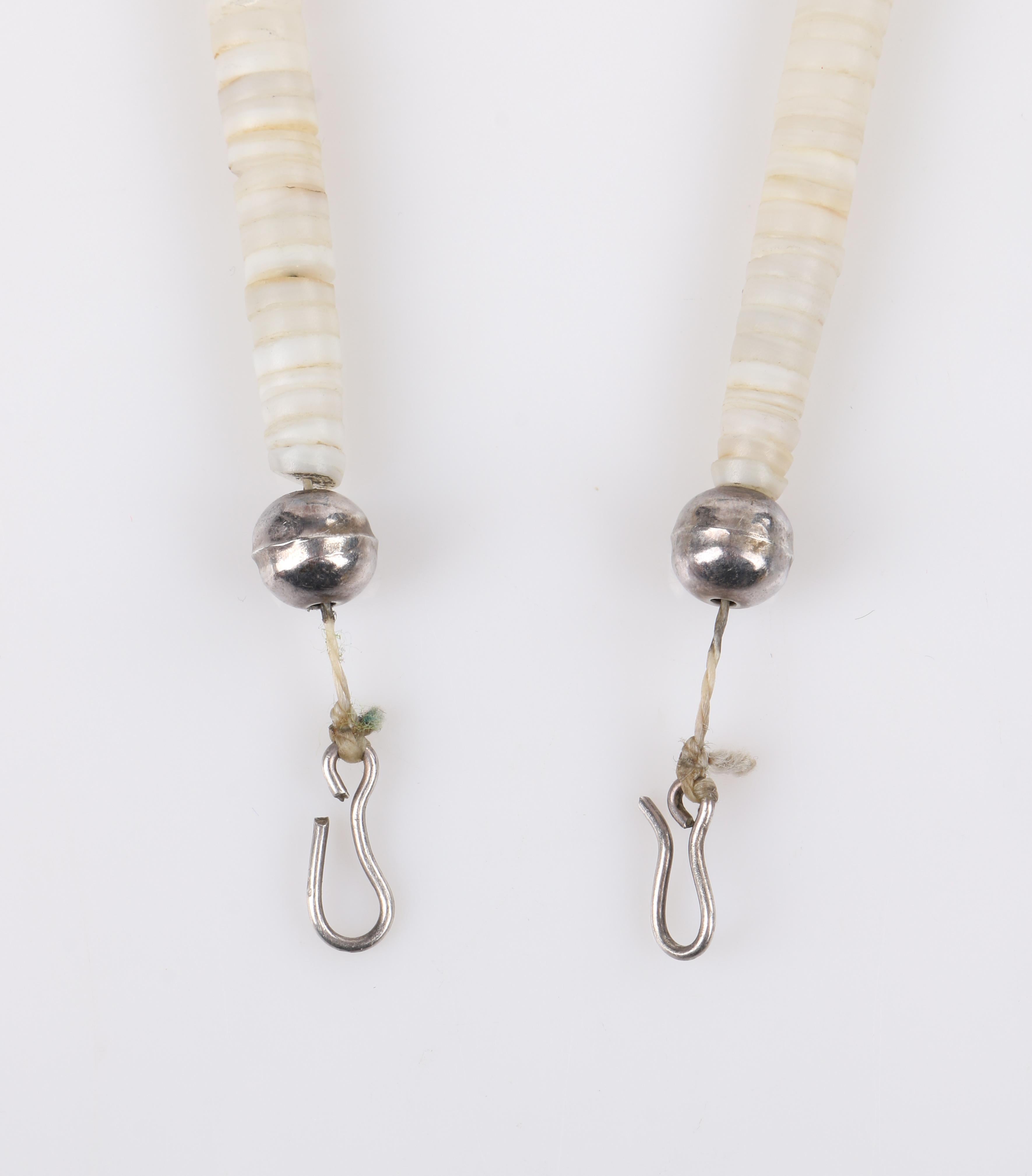 Lange Halskette mit Heishi-Perlen aus türkisfarbenem Navajo-Stein und elfenbeinfarbener Muschel, um 1970 im Angebot 5