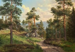 c.1970s Oil Painting "Whispers of the Fjord Pines" by B. BERNTZEN (Norway 1921-)