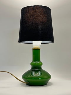 c.1970s Scandinavian Mid-Century Modern Design Green Glass Table Lamp