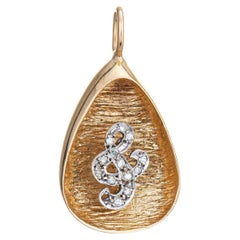 c1973 & Sign Ampersand Pendant Vintage 14k Yellow Gold Charm Estate Jewelry