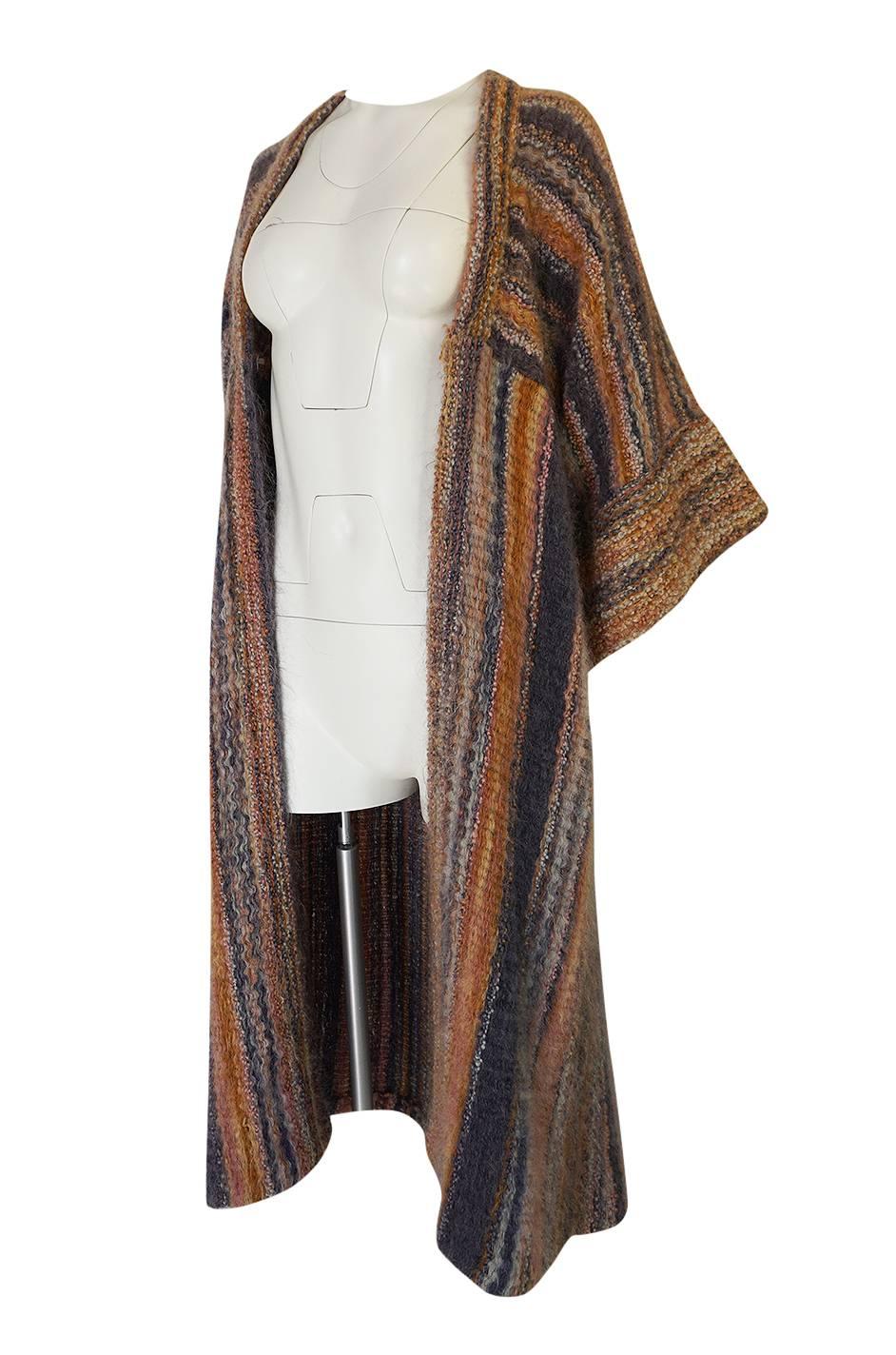 Women's c.1976 Kay Cosserat Wool, Mohair & Silk Kimono Inspired Coat