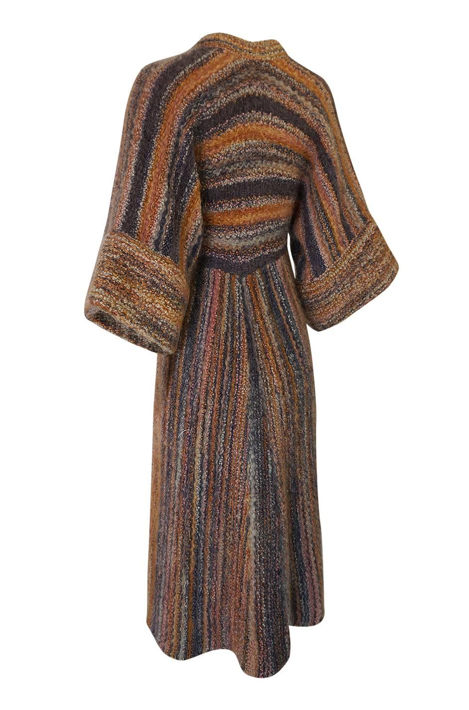 c.1976 Kay Cosserat Wool, Mohair & Silk Kimono Inspired Coat 1