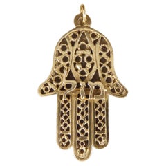 C1977 Buddist Culture Hamsa Hand Pendant in 9ct Yellow Gold