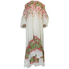 c1979-1980 Yves Saint Laurent Off Shoulder Voluminous Smock Dress