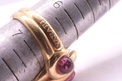 C1980 18K Signet Ring of Tourmaline w/ Intaglio Carving of Mythical Goat