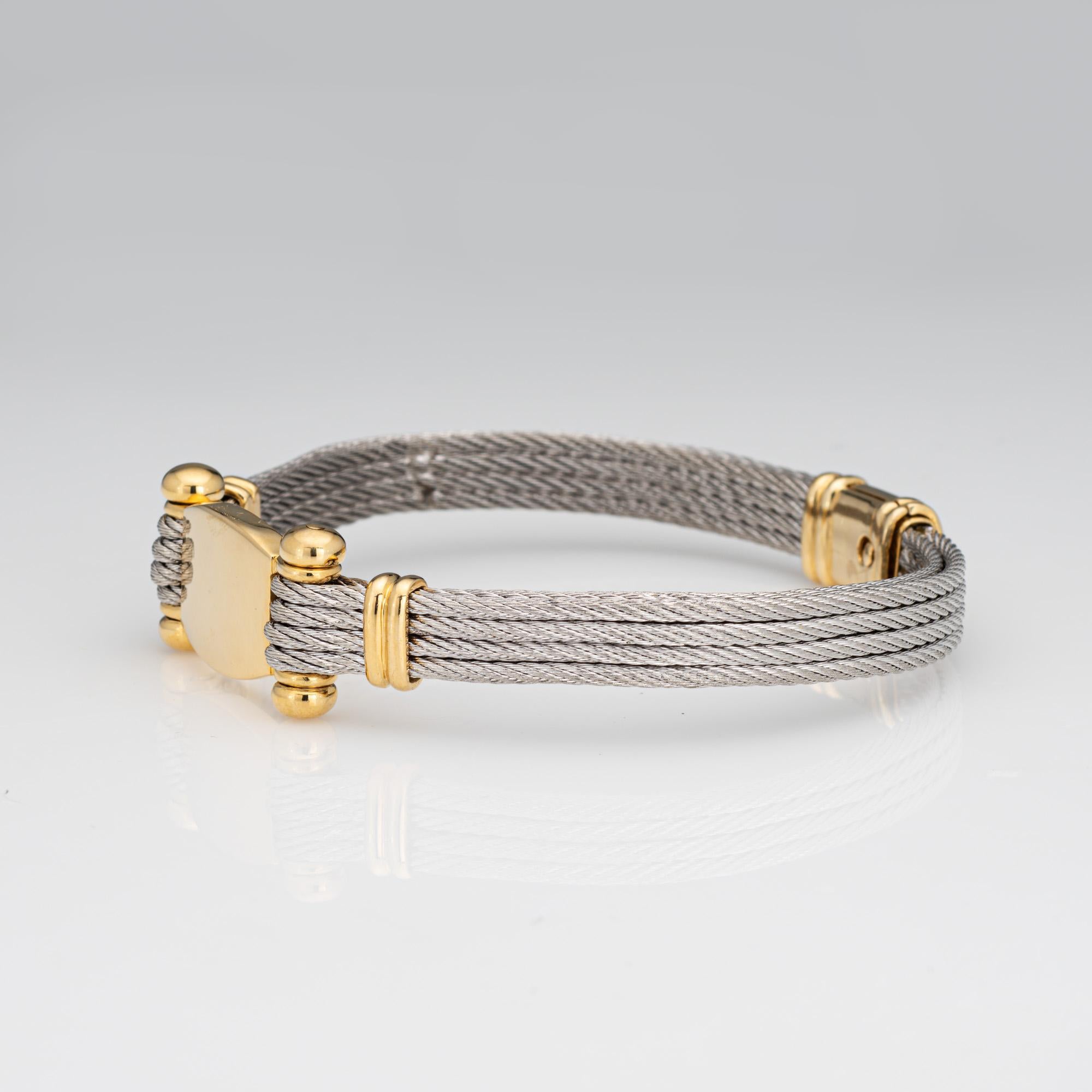 Modern c1980s Fred Paris Bracelet Force 10 Stainless Steel 18k Yellow Gold Signed