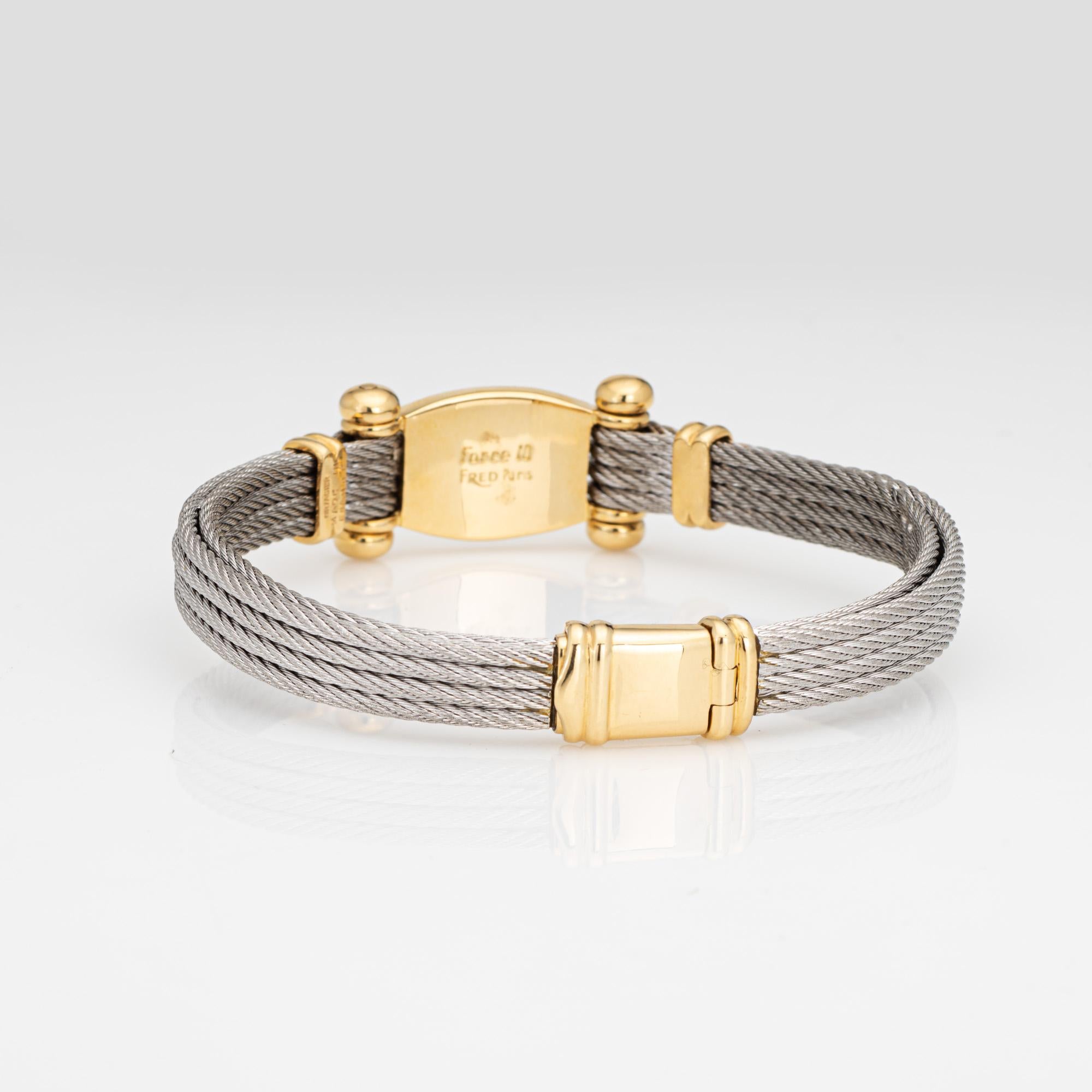 c1980s Fred Paris Bracelet Force 10 Stainless Steel 18k Yellow Gold Signed In Good Condition In Torrance, CA