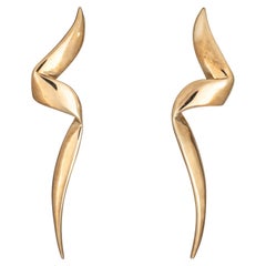 c1983 Tiffany 
Co Chrysalis Earrings 18k Yellow Gold Ribbon Signed Picasso