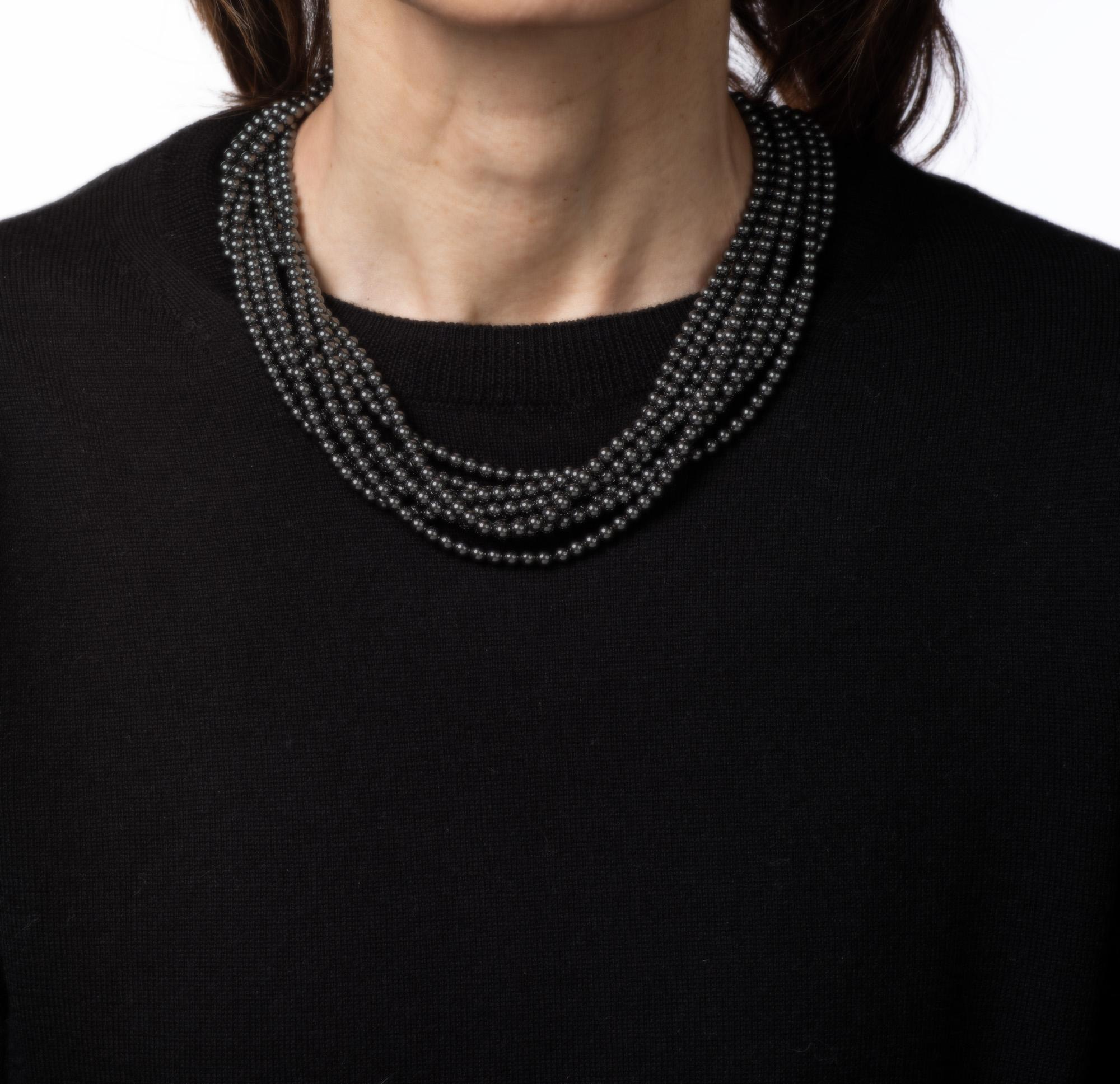 C1983 Tiffany & Co Halskette Hämatit Multistrang Torsade Signiert Paloma Picasso im Zustand „Gut“ im Angebot in Torrance, CA