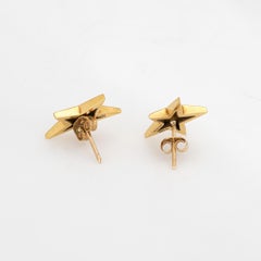 c1983 Tiffany & Co Star Earrings 18k Yellow Gold Studs Fine Signed Jewelry