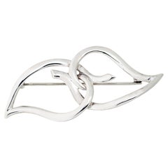 c1987 Tiffany & Co Two Leaf Brooch Sterling Silver Vintage Fine Signed Jewelry