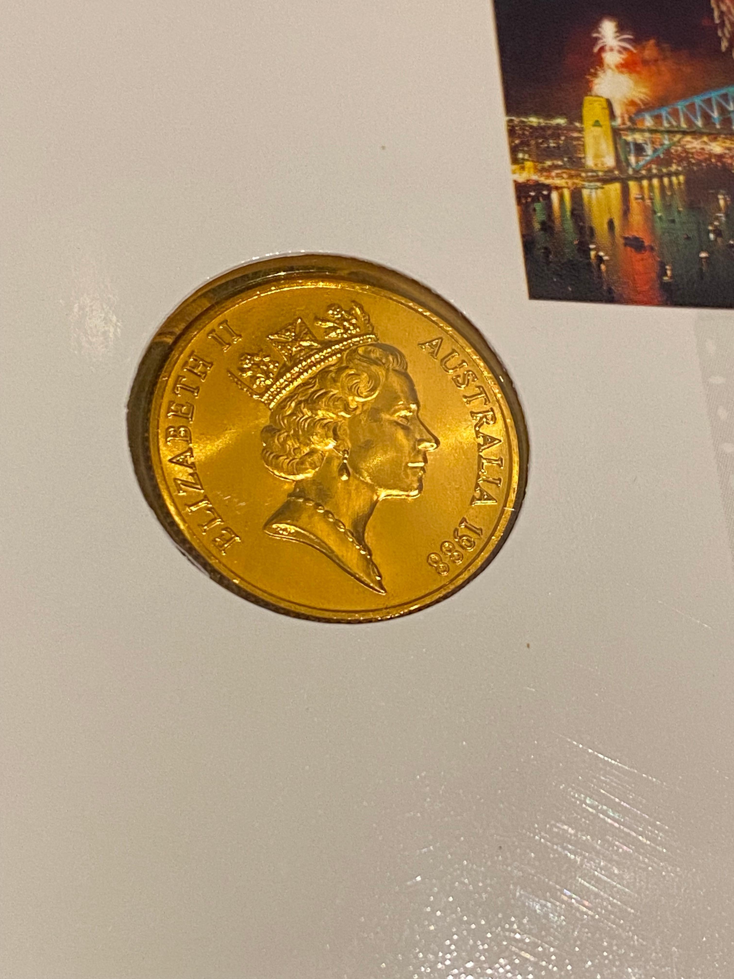 Australische 22 Karat Gold Australische First Fleet Arrival/Embarkation $200 Unförmige Münze, um 1988 3