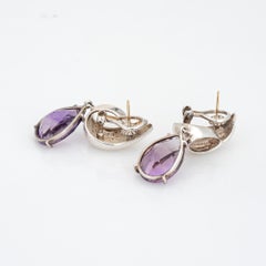 c1989 Tiffany & Co Amethyst Earrings Sterling Silver 1.5" Drops Signed Jewelry