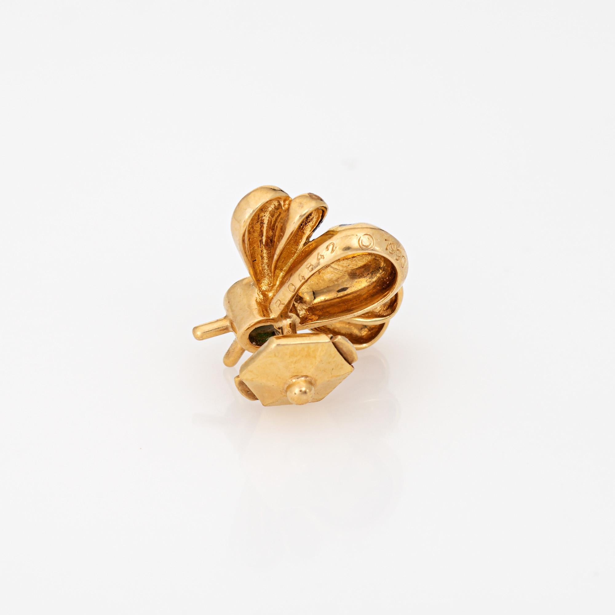 Cabochon c1990 Cartier Bee Pin Emerald Brooch Vintage 18k Yellow Gold Signed Jewelry