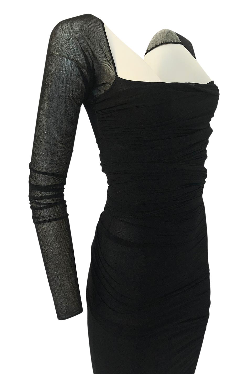c.1990 Giorgio di Sant Angelo Black Stretch Net Multi Length Dress 6