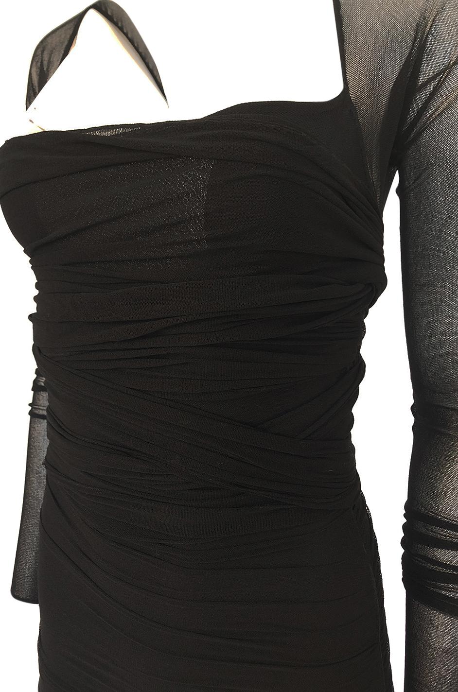 c.1990 Giorgio di Sant Angelo Black Stretch Net Multi Length Dress 7