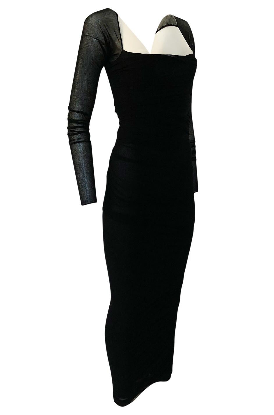 c.1990 Giorgio di Sant Angelo Black Stretch Net Multi Length Dress In Excellent Condition In Rockwood, ON
