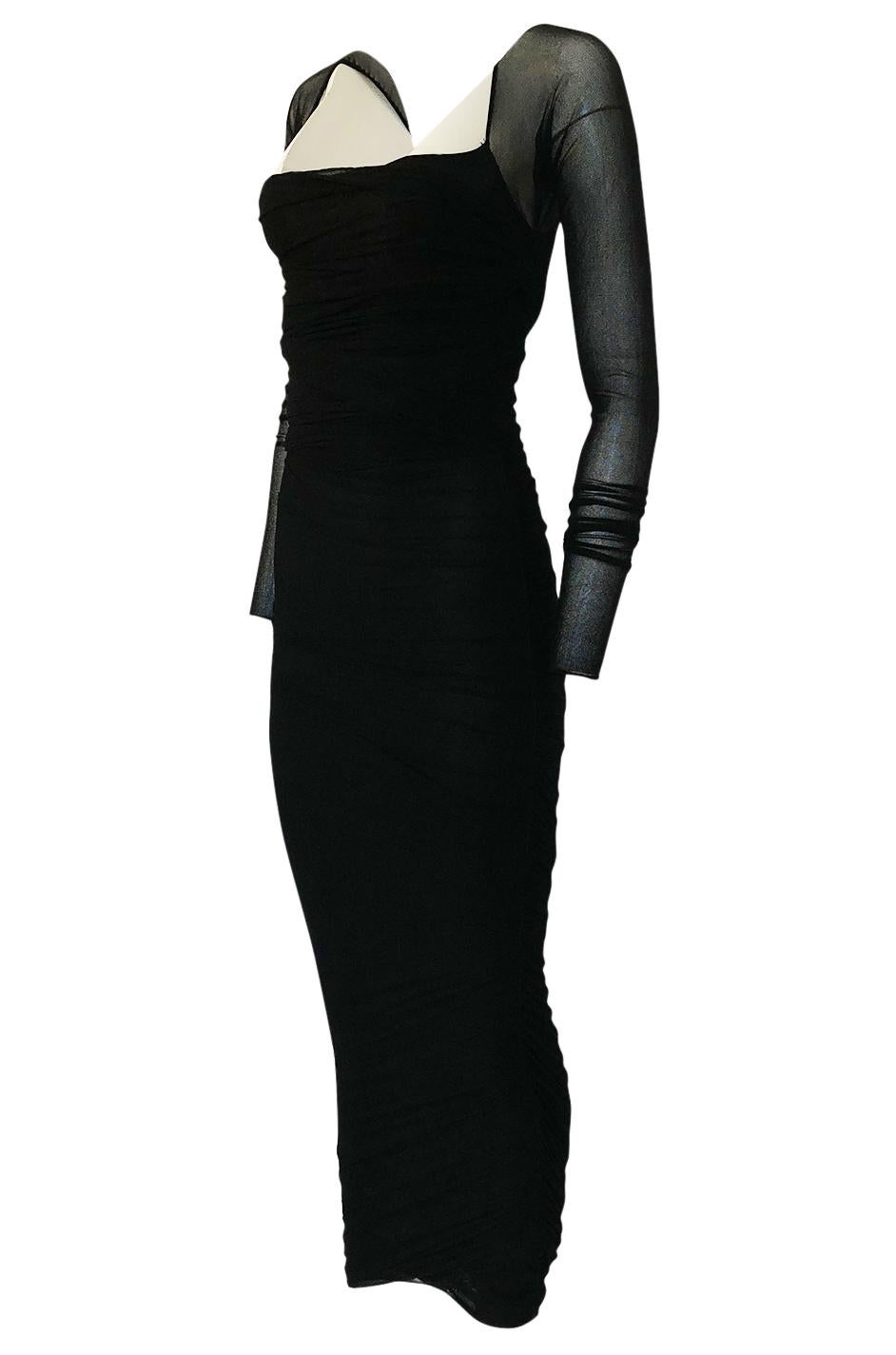 Women's c.1990 Giorgio di Sant Angelo Black Stretch Net Multi Length Dress