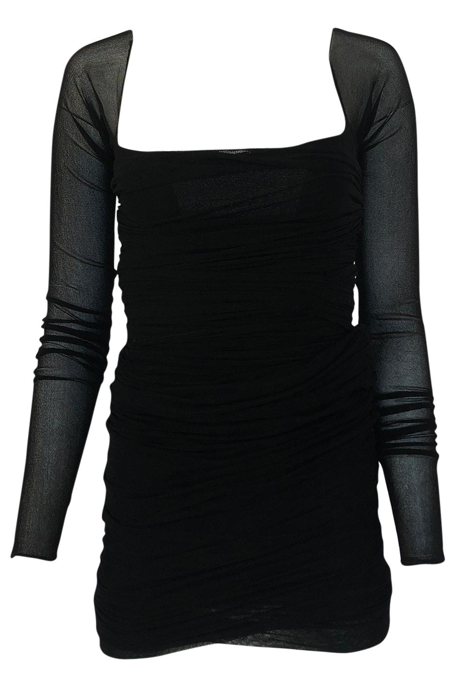 c.1990 Giorgio di Sant Angelo Black Stretch Net Multi Length Dress 3