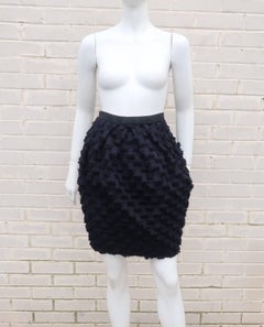 C.1990 Saks Fifth Avenue Black Fringe Bubble Skirt