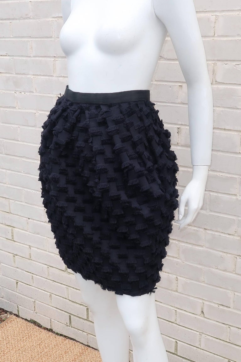 C.1990 Saks Fifth Avenue Black Fringe Bubble Skirt For Sale at 1stDibs