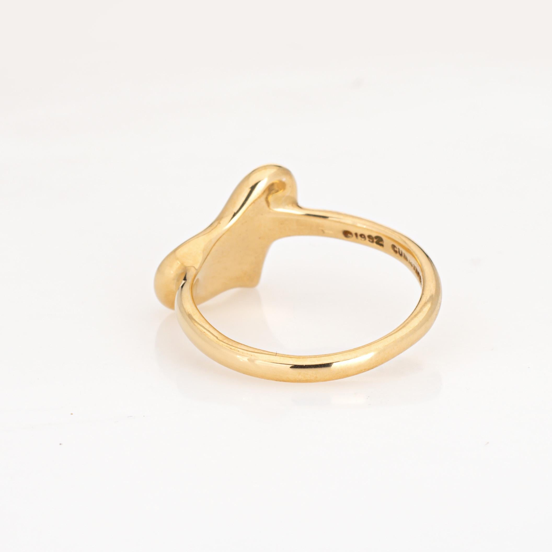 Women's c1992 Angela Cummings Heart Ring Vintage 18k Yellow Gold Sz 6.5 Signed Jewelry For Sale