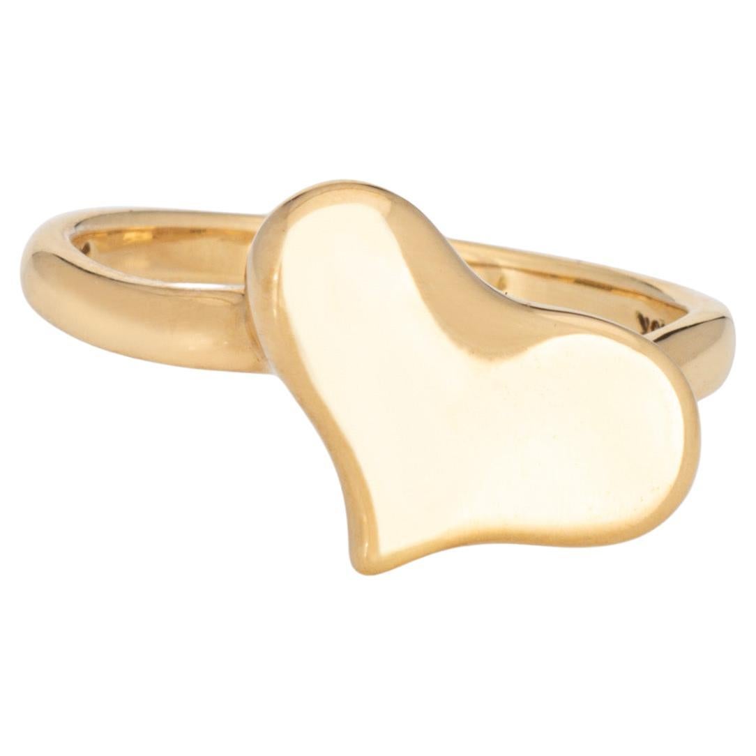 c1992 Angela Cummings Heart Ring Vintage 18k Yellow Gold Sz 6.5 Signed Jewelry For Sale