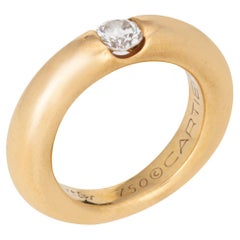 c1993 Cartier Ellipse 0.25ct Diamond Band Sz 3 Ring 18k Gold Signed Jewelry