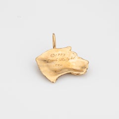 c1993 Gayle Bright Jaguar Bust Pendant Vintage 14k Gold Animal Jewelry