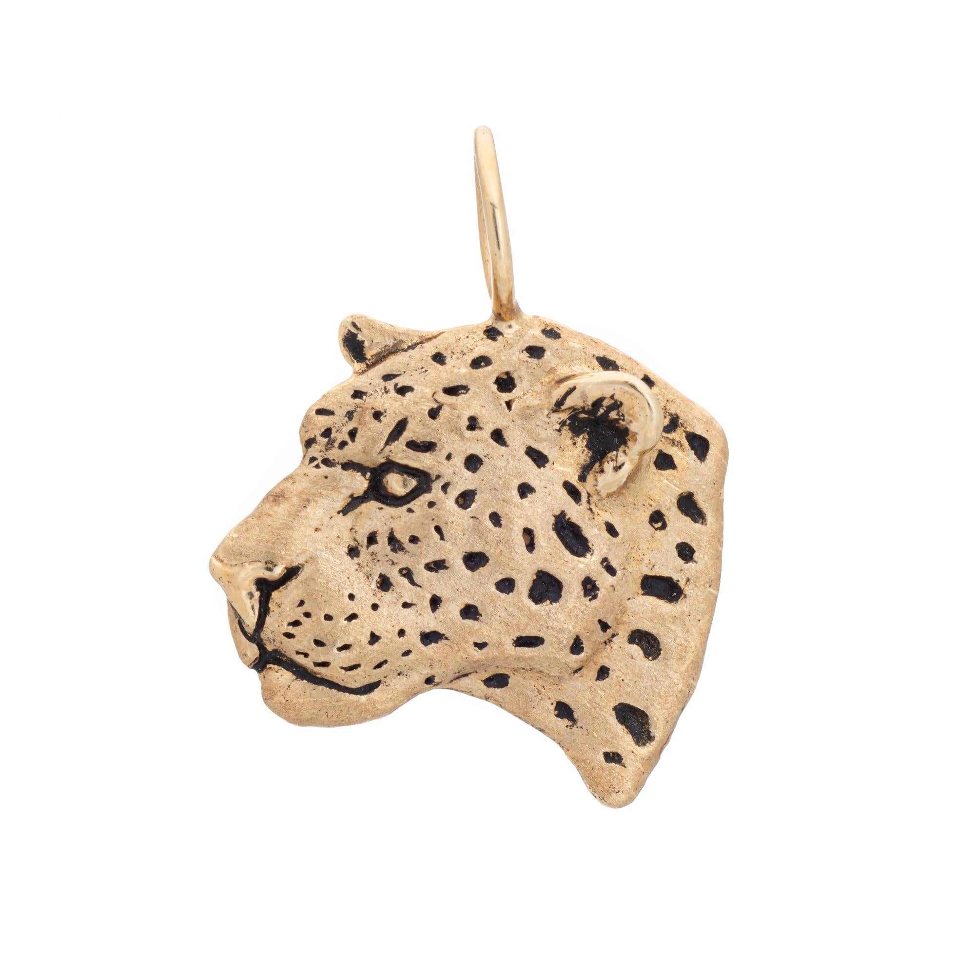 Modern c1993 Gayle Bright Jaguar Bust Pendant Vintage 14k Gold Animal Jewelry
