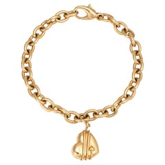 c1994 Tiffany & Co Cupid Arrow Heart Charm Bracelet 18k Yellow Gold Vintage