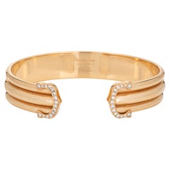 c1997 C de Cartier Diamond Cuff Bracelet 150th Anniversary 18k Yellow Gold