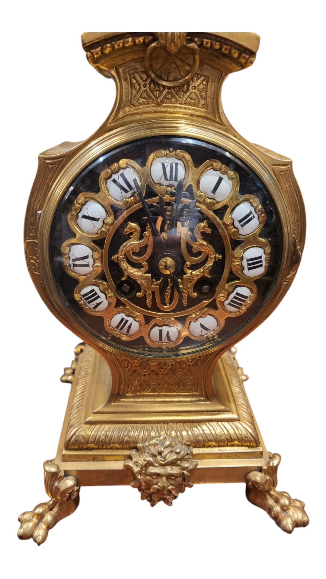 19th Century C19rg French Figural Gilt Clock For Sale