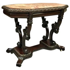 Antique 19th Century Anglo Indian Padouk and Marble Centre Table, Ceylonese