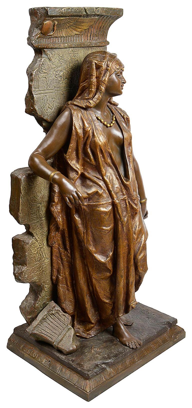 French C19th Bronze Arab girl, signed Guillot For Sale