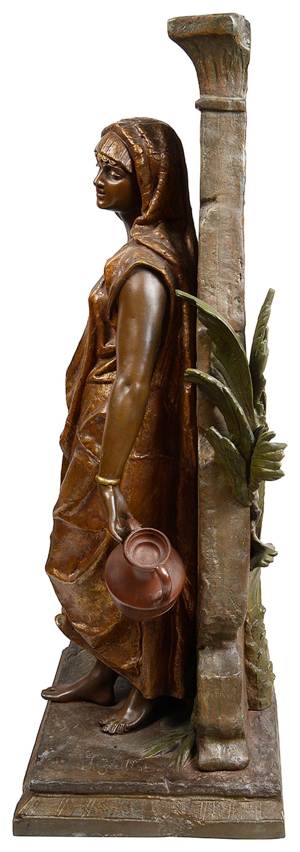 C19th Bronze Arab girl, signed Guillot In Good Condition For Sale In Brighton, Sussex