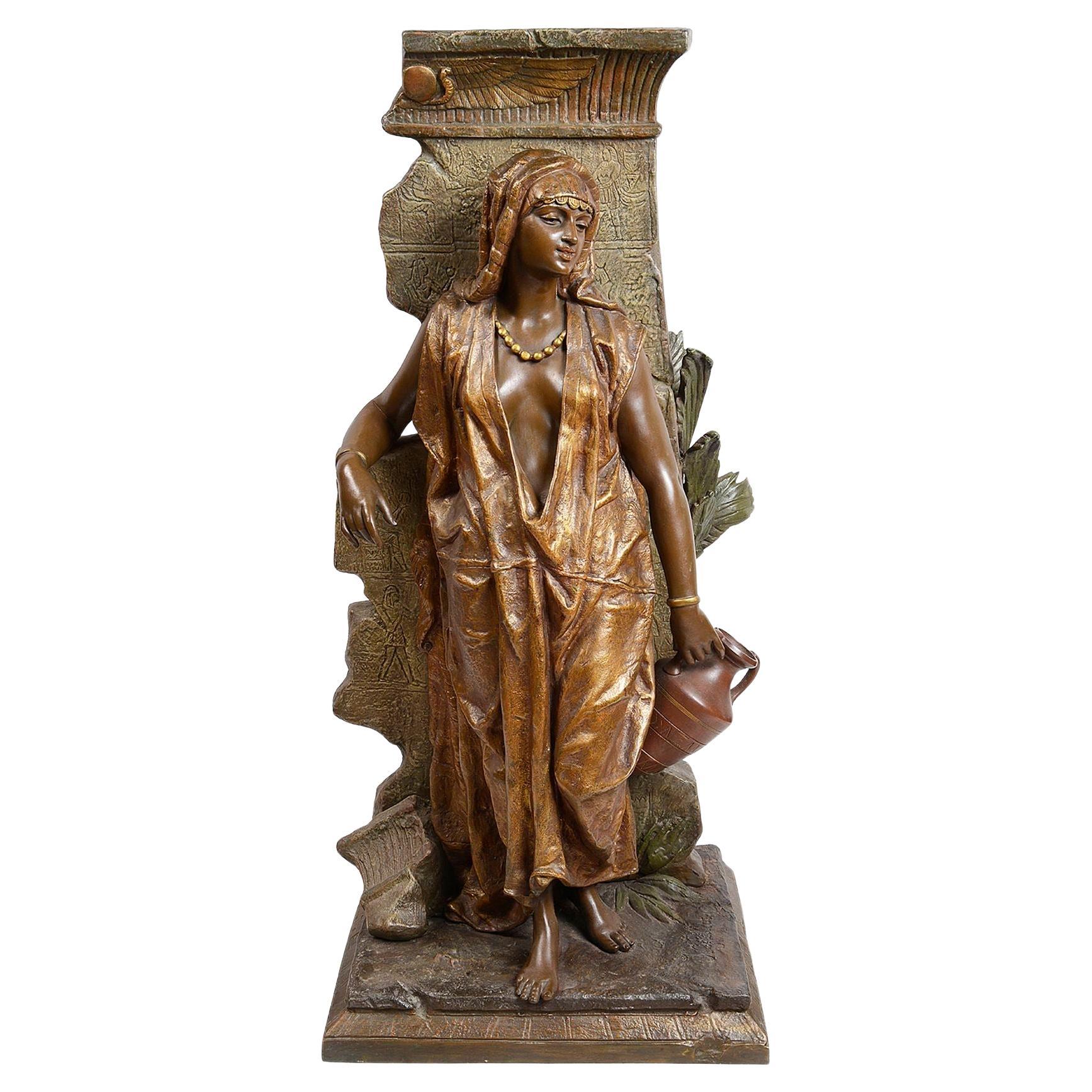 C19th Bronze Arab girl, signed Guillot For Sale