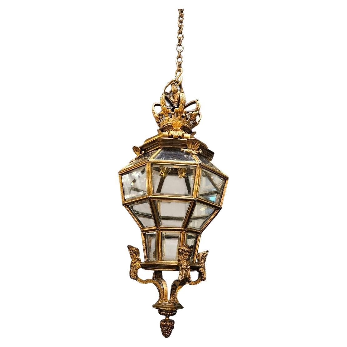 C19th Bronze Chateau Lantern