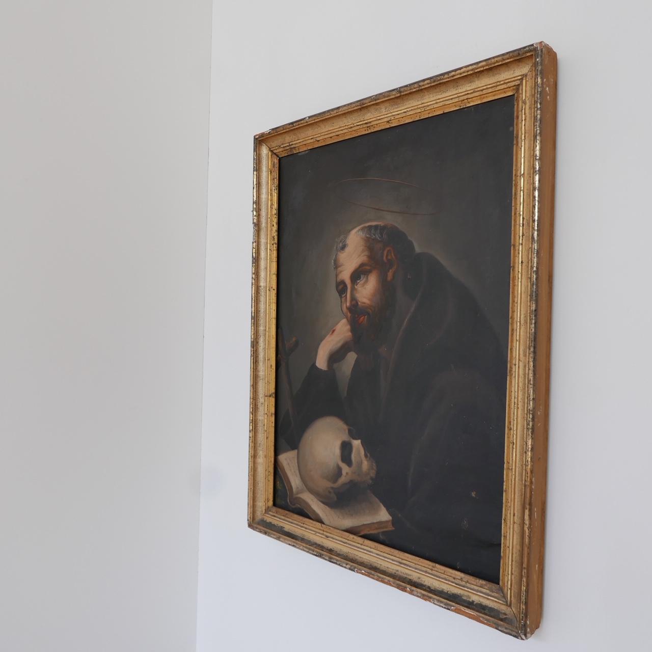 St. Jerome Religious Painting, circa 19th Century For Sale 5