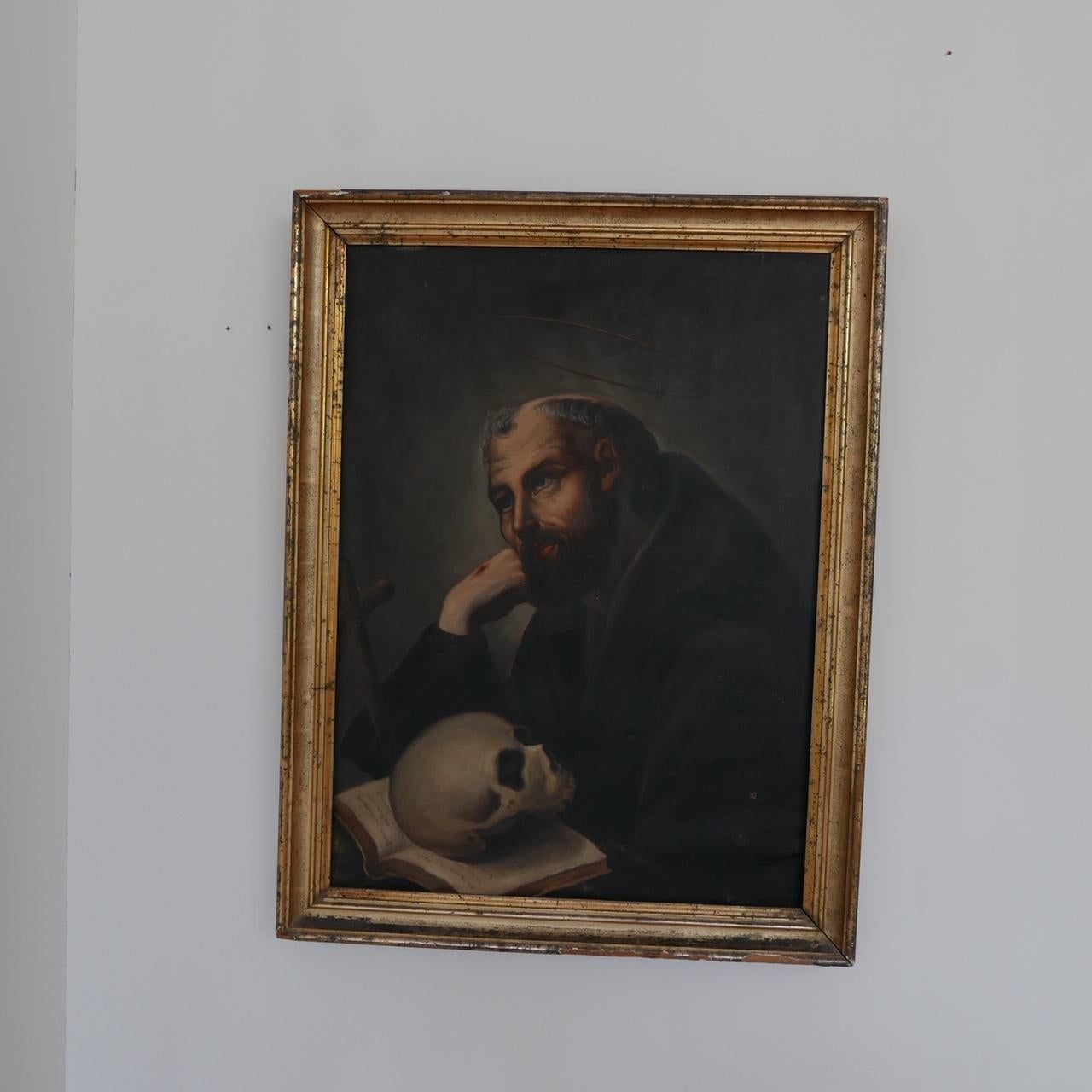 British St. Jerome Religious Painting, circa 19th Century For Sale