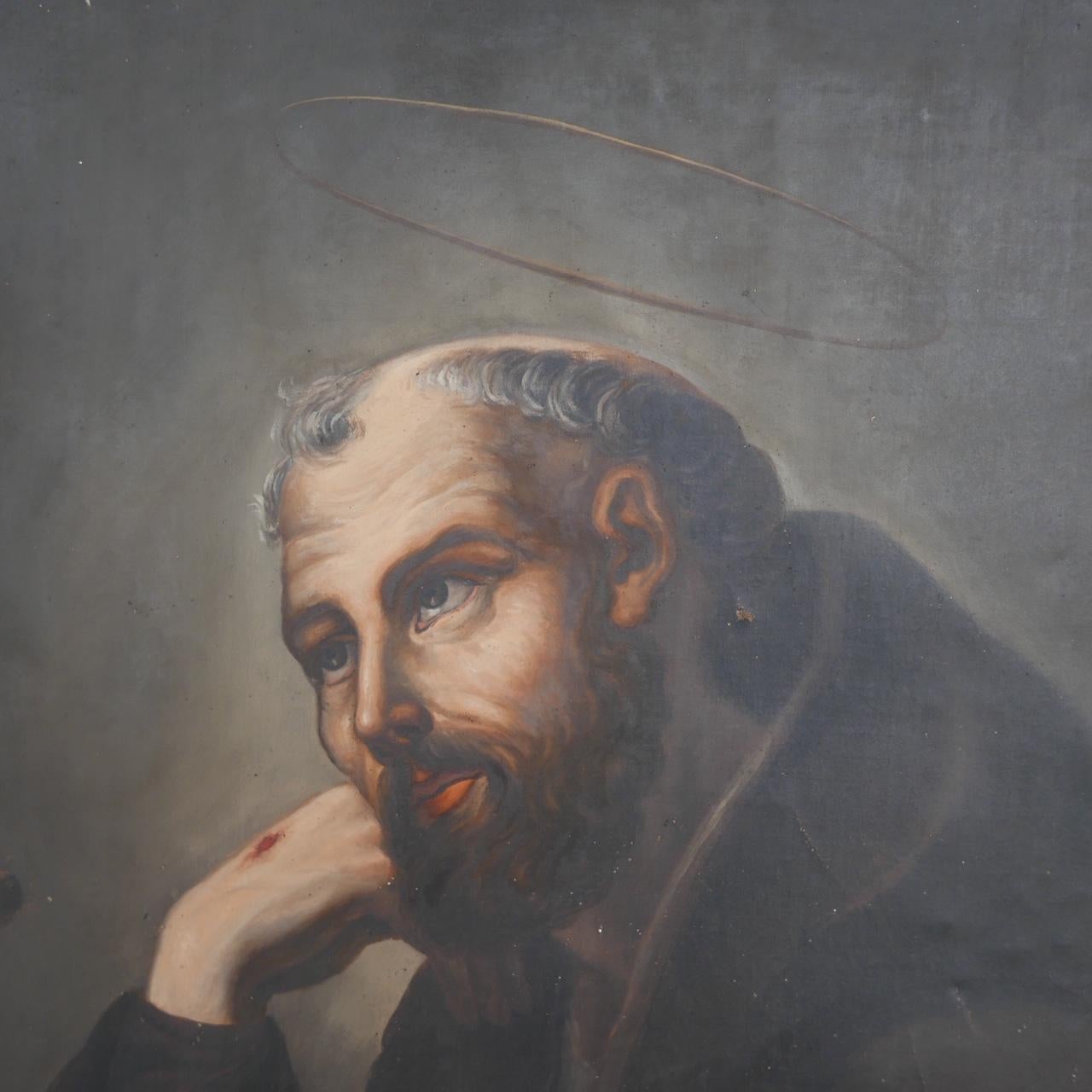 St. Jerome Religious Painting, circa 19th Century For Sale 3