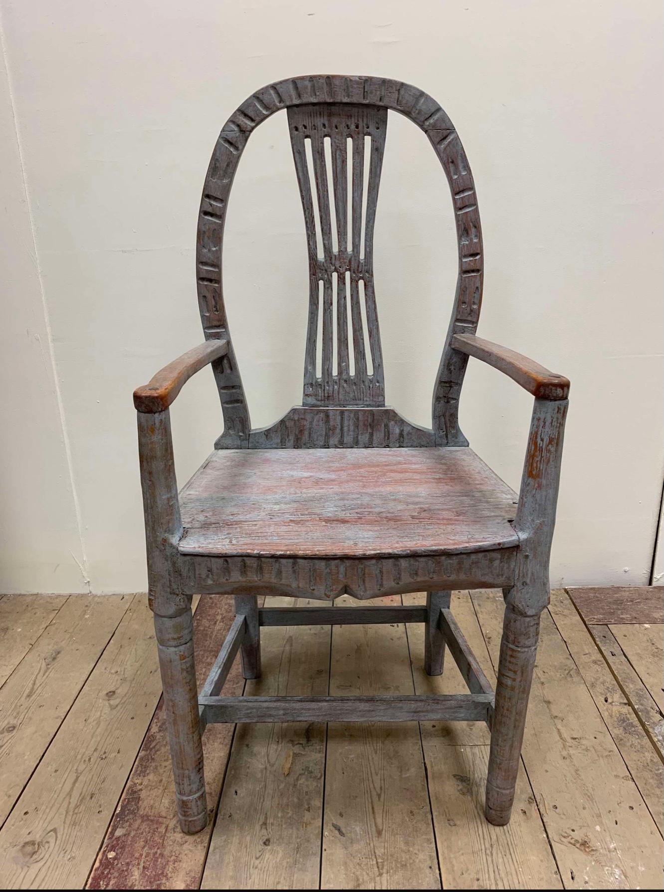 C19th Century Schwedisch gemalt Folk Stühle im Angebot 1