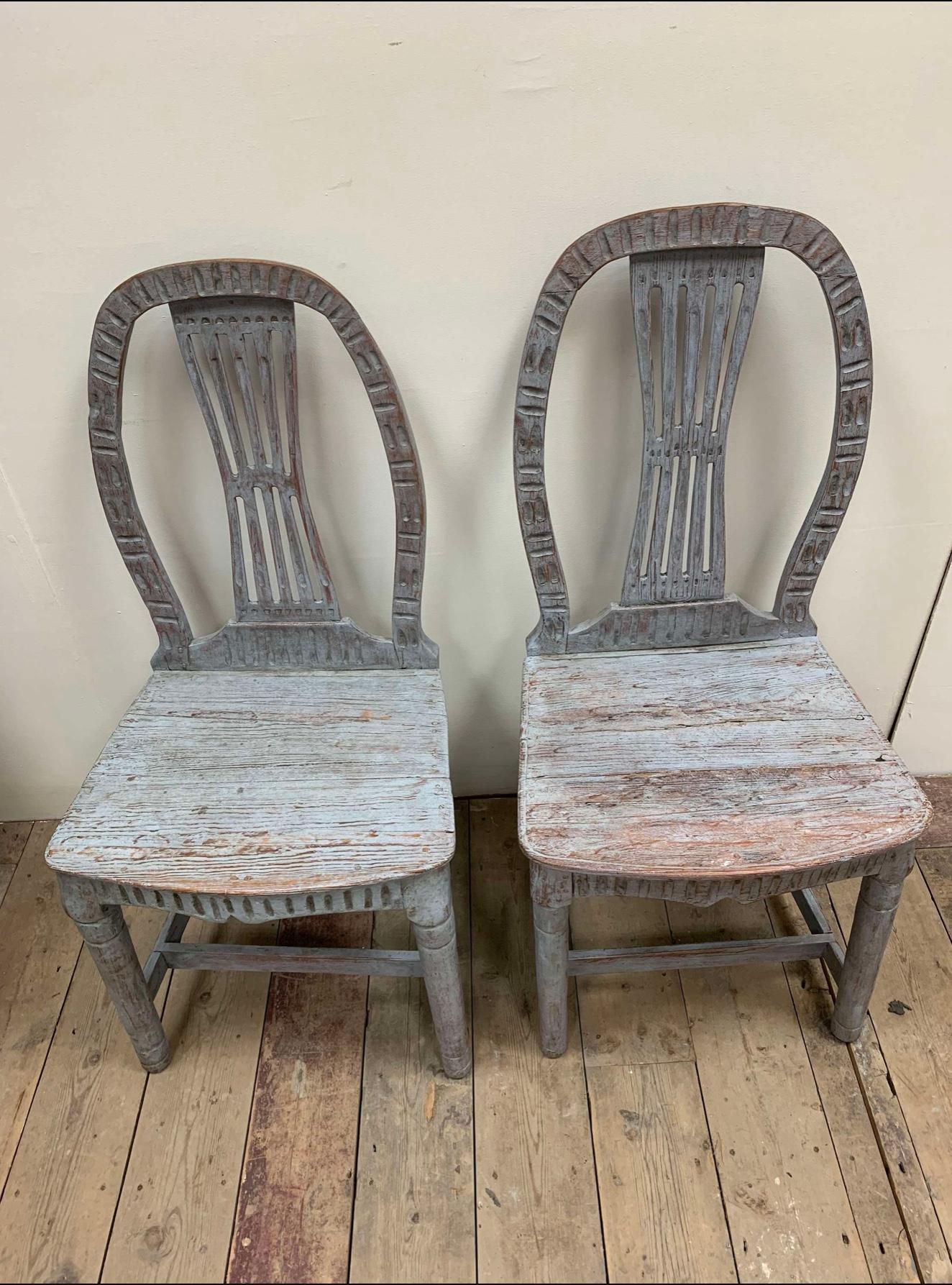 C19th Century Schwedisch gemalt Folk Stühle im Angebot 2