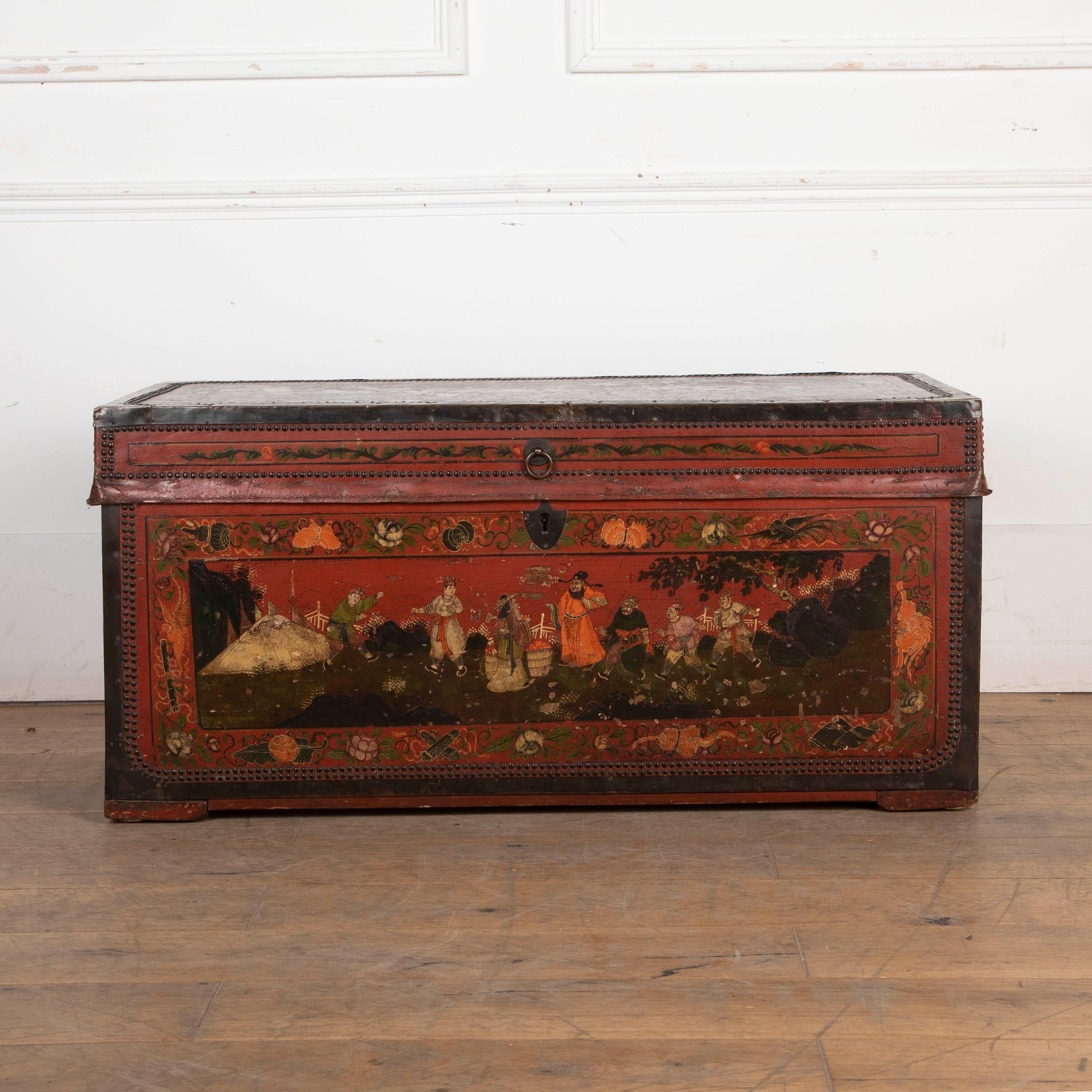 C19th Chinoiserie Decorated Trunk For Sale 1