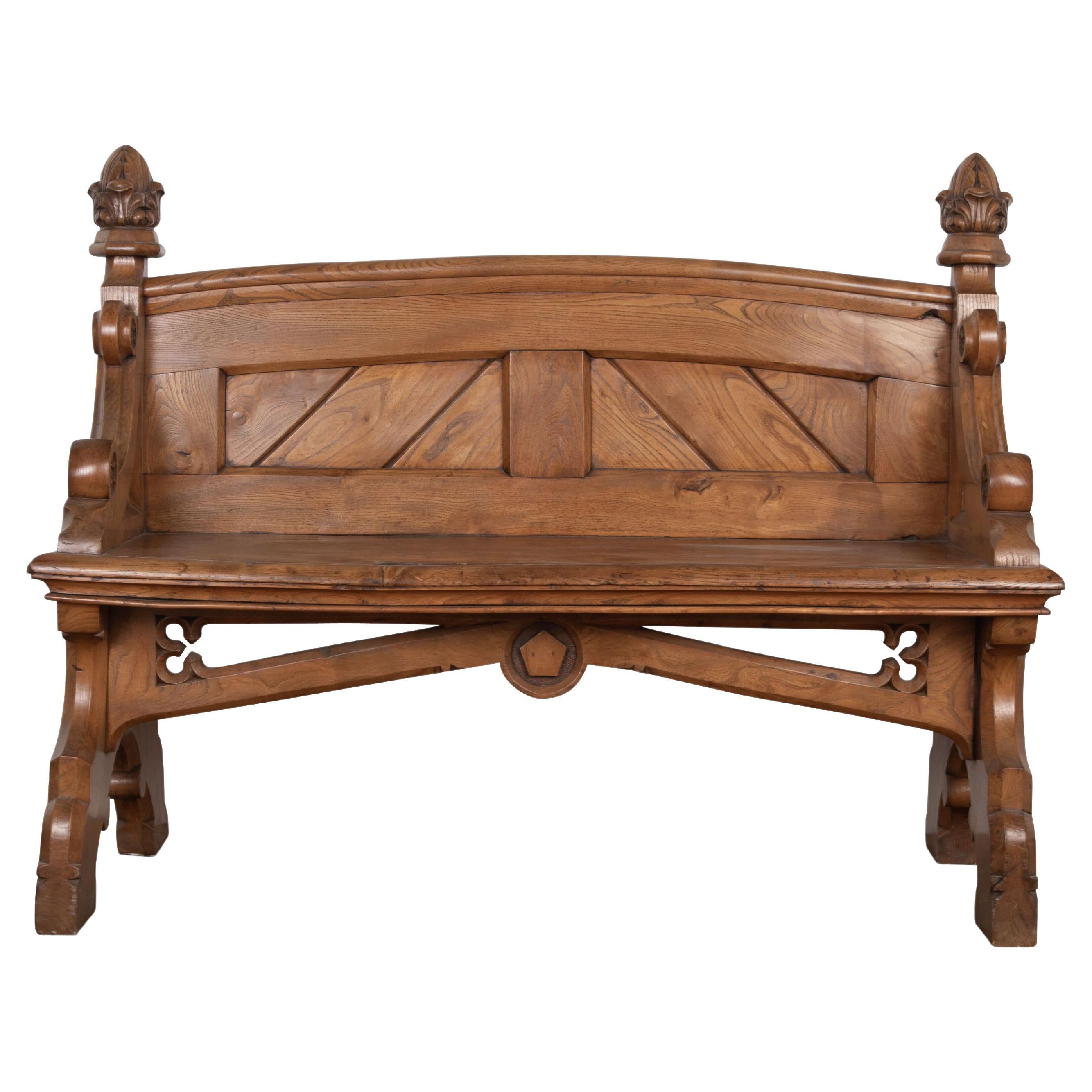 C19th Country House Elm Bench (pair available) For Sale