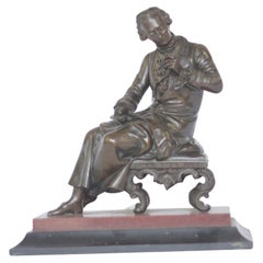 Figura de bronce francesa del siglo XIX de un caballero