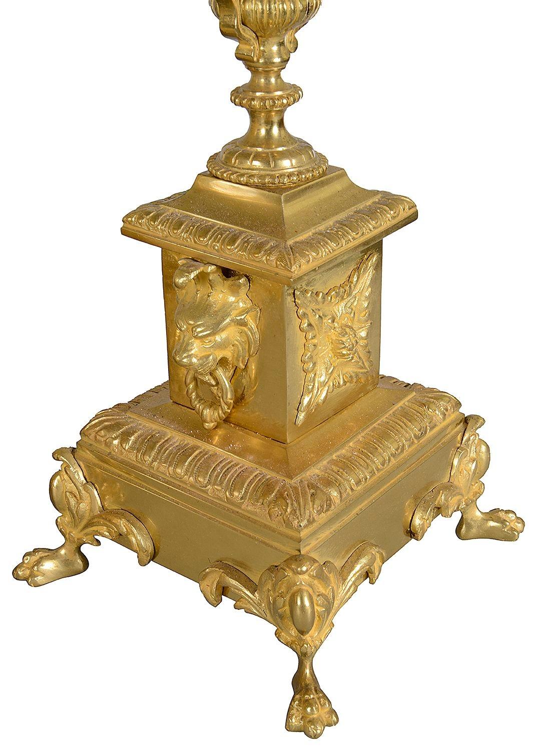 19th Century C19th French Gilded ormolu Clock set. For Sale